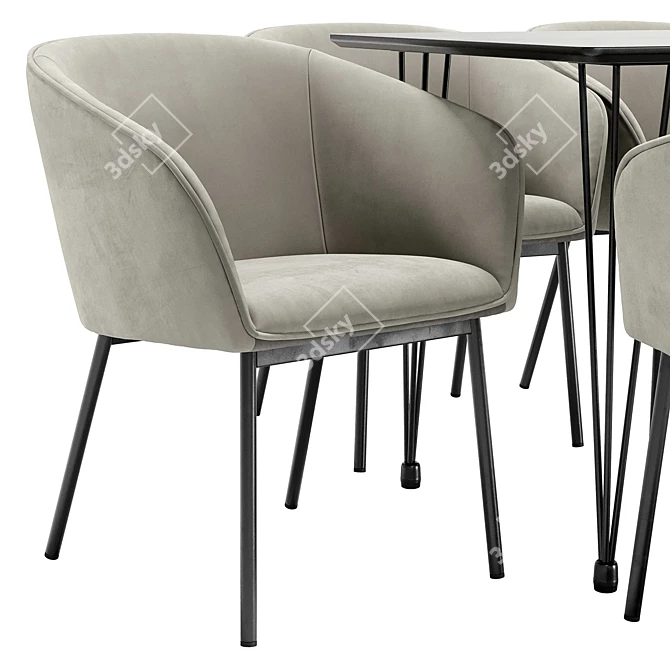 Modern Mitis Dining Set: Stylish Chairs and Sleek Table 3D model image 5