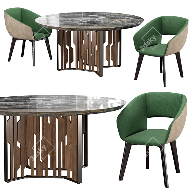 Bali Karen: Elegant Dining Set 3D model image 1