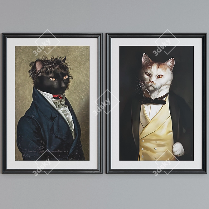 Cats Portrait Picture Frame Set 3D model image 4