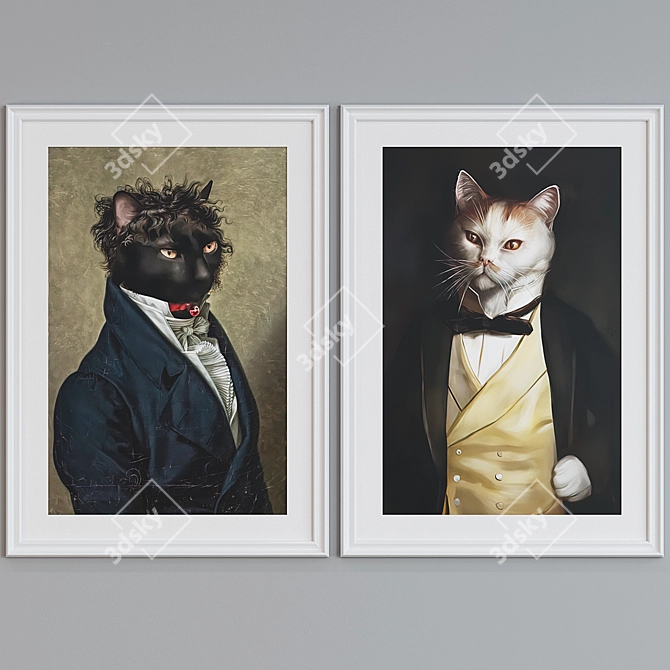 Cats Portrait Picture Frame Set 3D model image 5