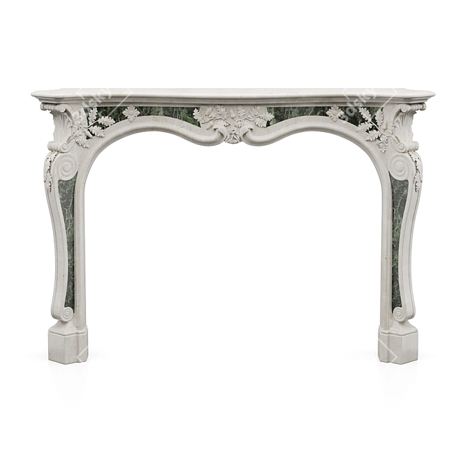 Elegant Rococo Marble Fireplace 3D model image 1