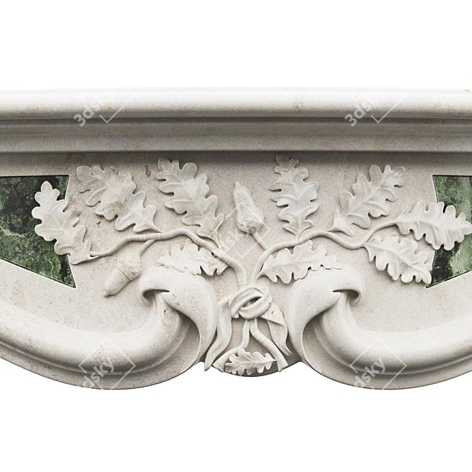 Elegant Rococo Marble Fireplace 3D model image 4