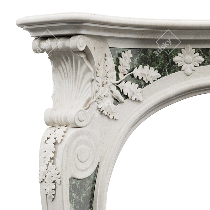 Elegant Rococo Marble Fireplace 3D model image 5
