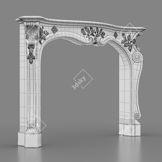 Elegant Rococo Marble Fireplace 3D model image 6