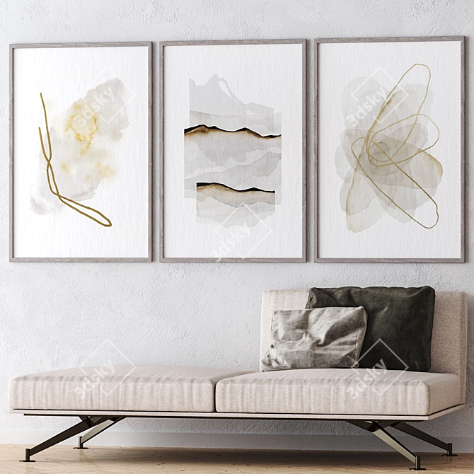 Elegant Wall Art Set - 4 Frames 3D model image 2