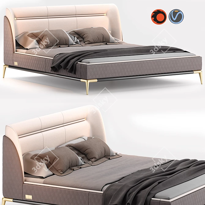 Luxury Leather Bed: Tonino Lamborghini TL-2717 3D model image 1