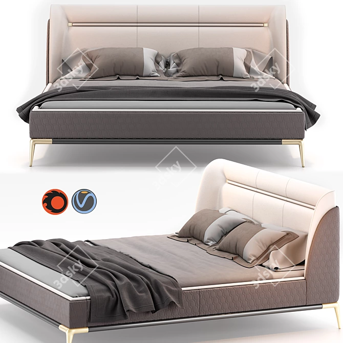 Luxury Leather Bed: Tonino Lamborghini TL-2717 3D model image 2