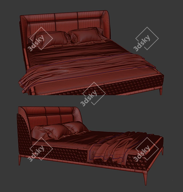 Luxury Leather Bed: Tonino Lamborghini TL-2717 3D model image 3