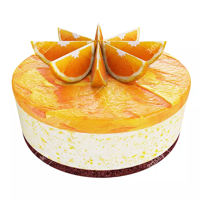 Tangy Orange Jelly Cake: Delectable Delight 3D model image 1