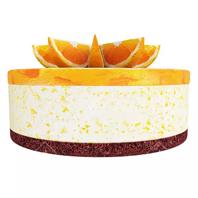 Tangy Orange Jelly Cake: Delectable Delight 3D model image 2