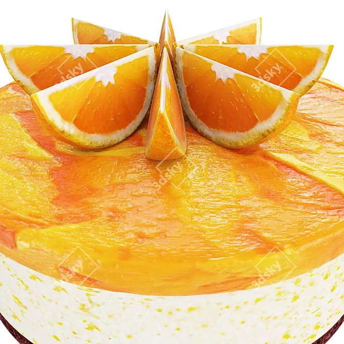 Tangy Orange Jelly Cake: Delectable Delight 3D model image 5