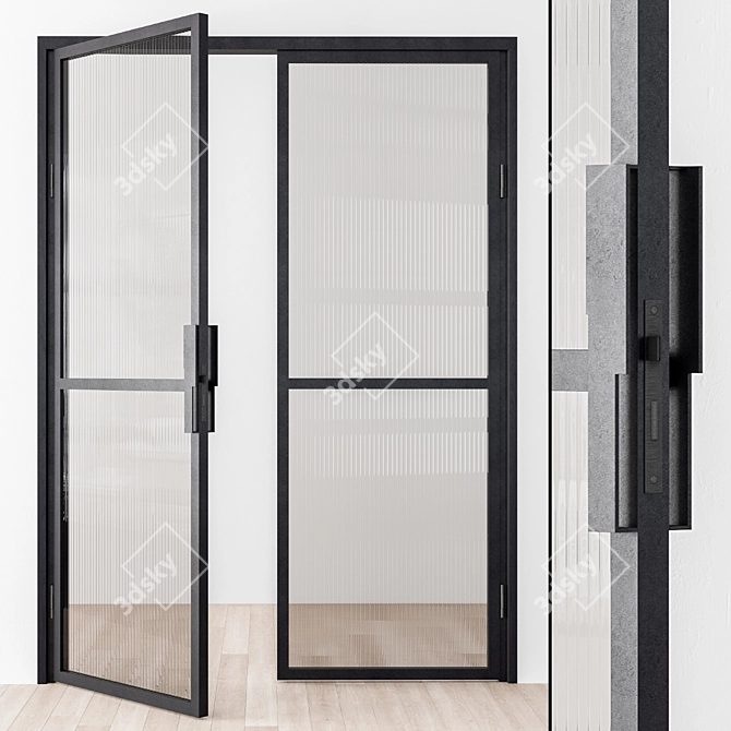 Sleek Metal Glass Door - Model 40 3D model image 1