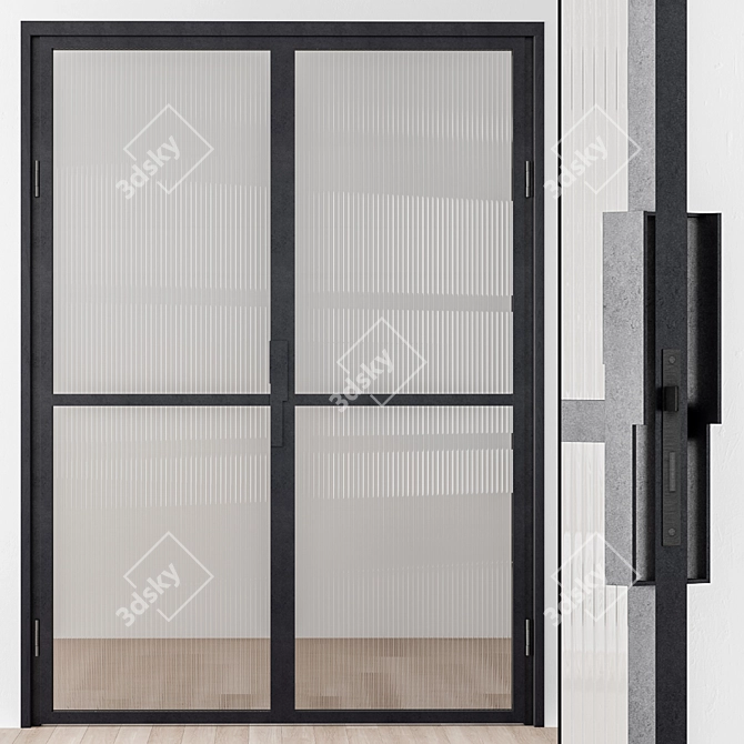 Sleek Metal Glass Door - Model 40 3D model image 3