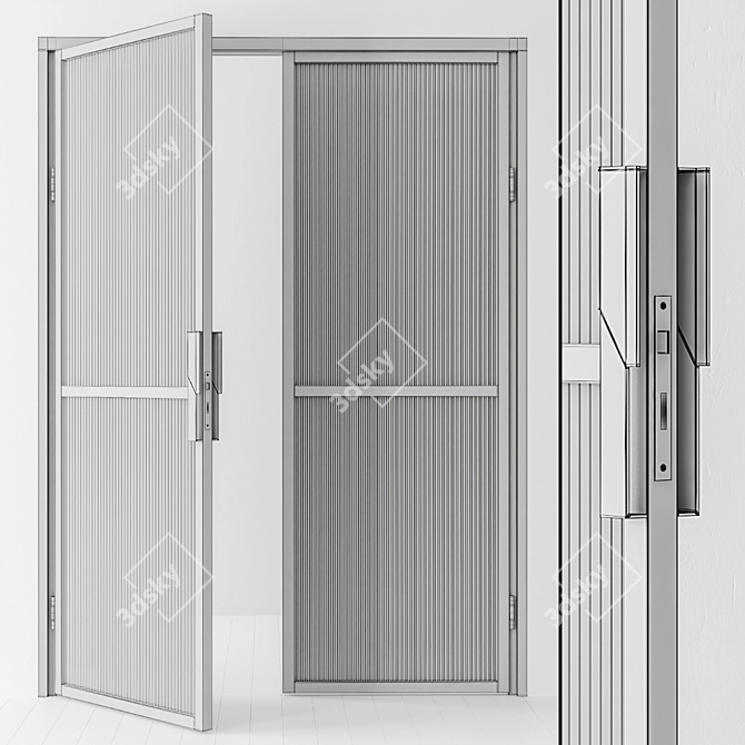 Sleek Metal Glass Door - Model 40 3D model image 4