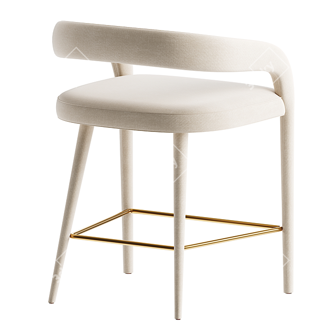 Modern White Counter Stool 3D model image 4