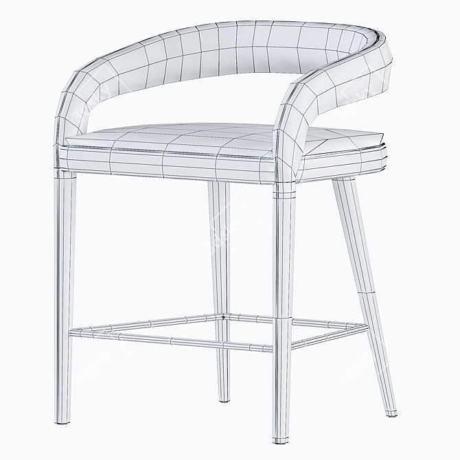 Modern White Counter Stool 3D model image 5