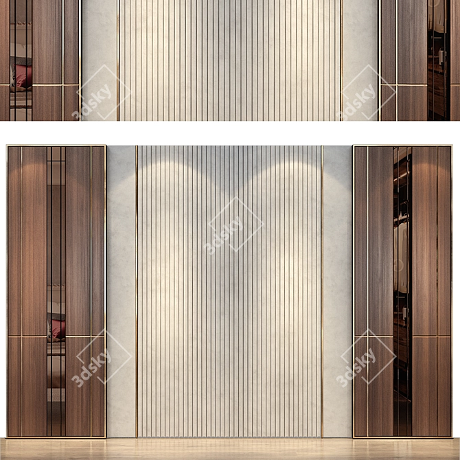 Modern Wood Metal Fabric Wall Panels 3D model image 1