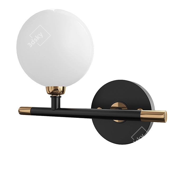 Sleek Black Stick Wall Lamp 3D model image 1