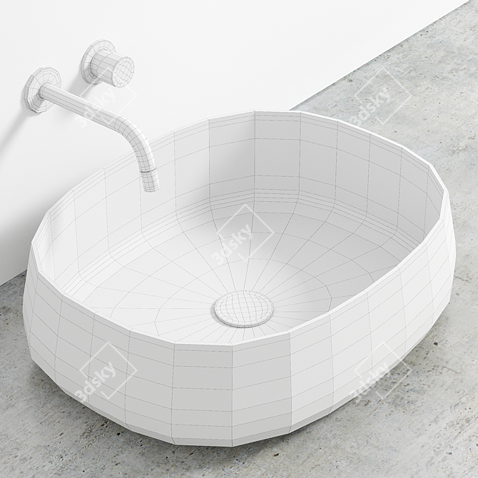 50cm Oval Colored Sink 3D model image 3