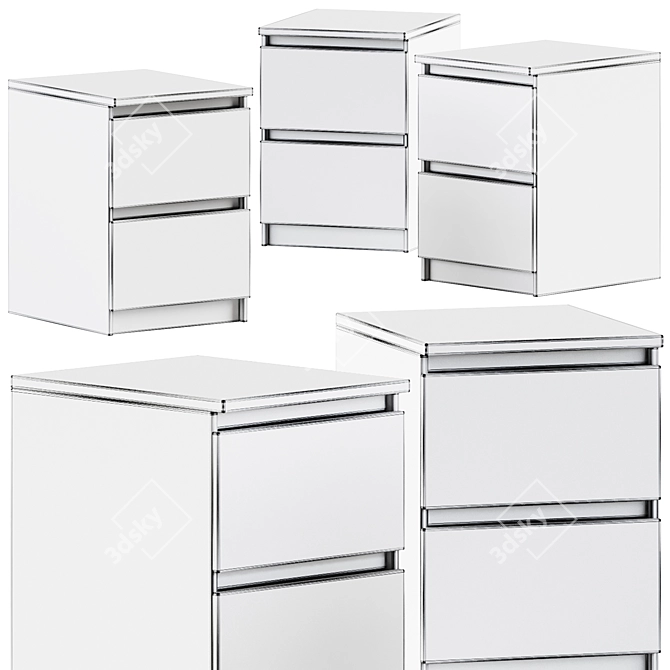 Sleek and Stylish: Ikea Malm 2-Drawer Chest 3D model image 2