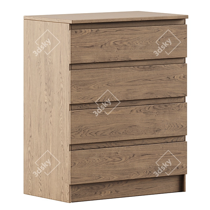 Sleek and Stylish Malm 4-Drawer Chest 3D model image 1