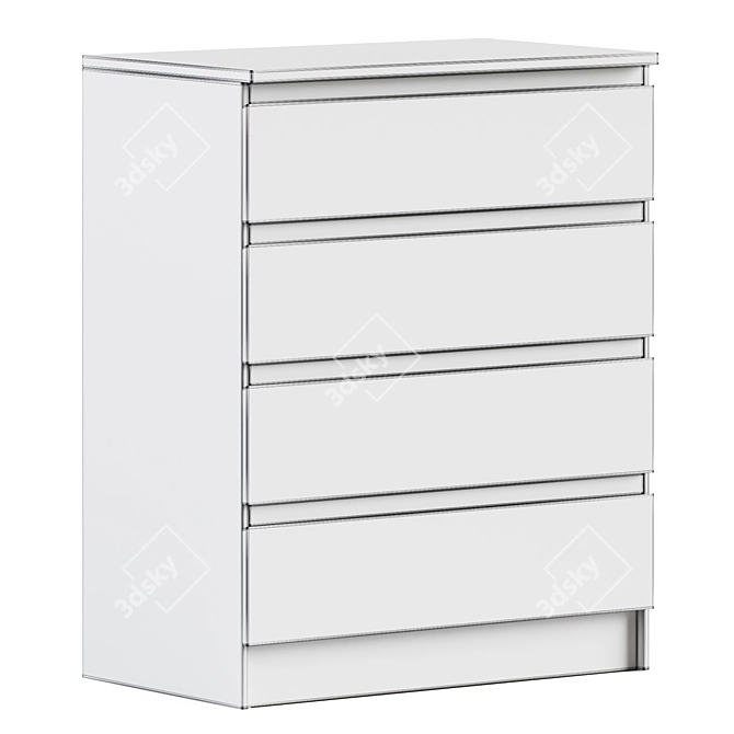 Sleek and Stylish Malm 4-Drawer Chest 3D model image 3