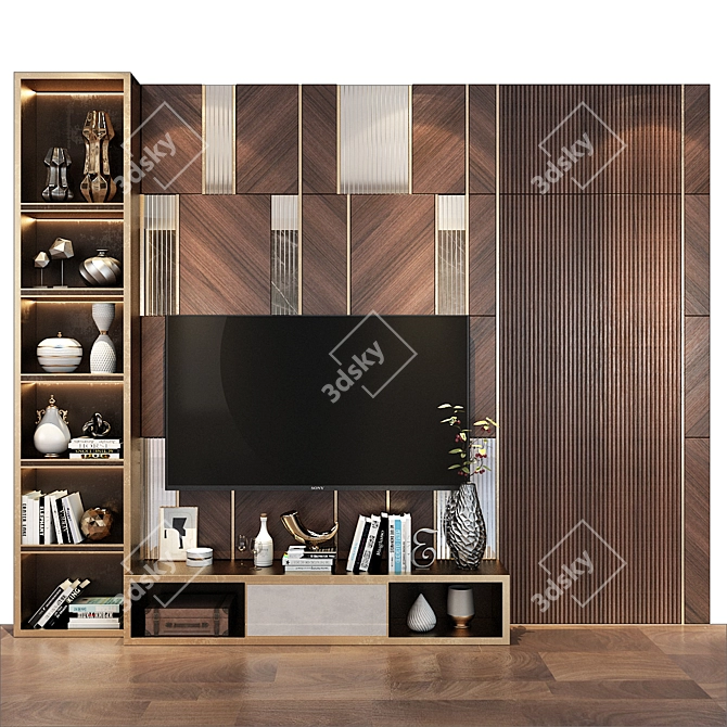 Modern TV Wall Unit: Stylish & Functional 3D model image 3