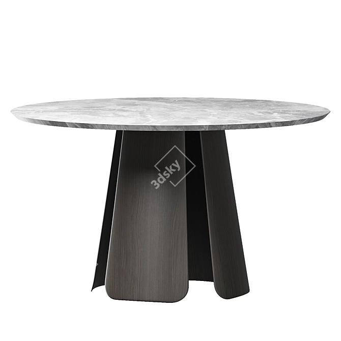 Modern Dining Table with Wood and Marble Design 3D model image 1