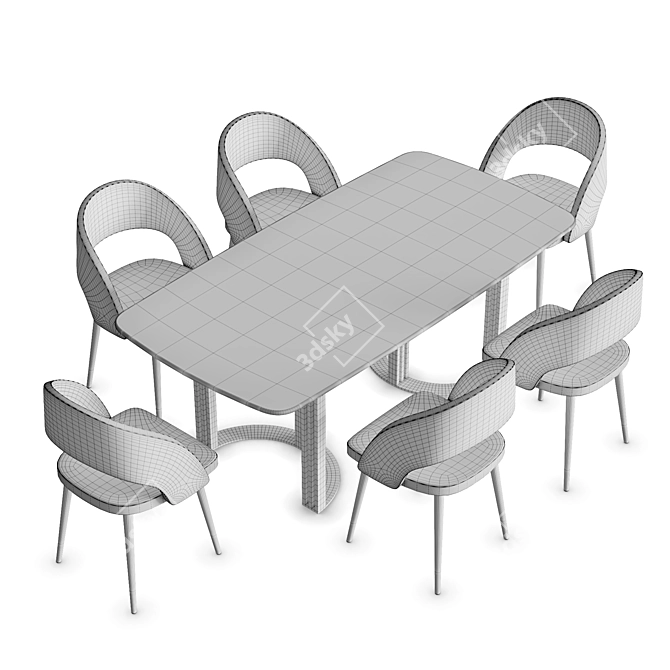 Marble Gold Dining Table 3D model image 5