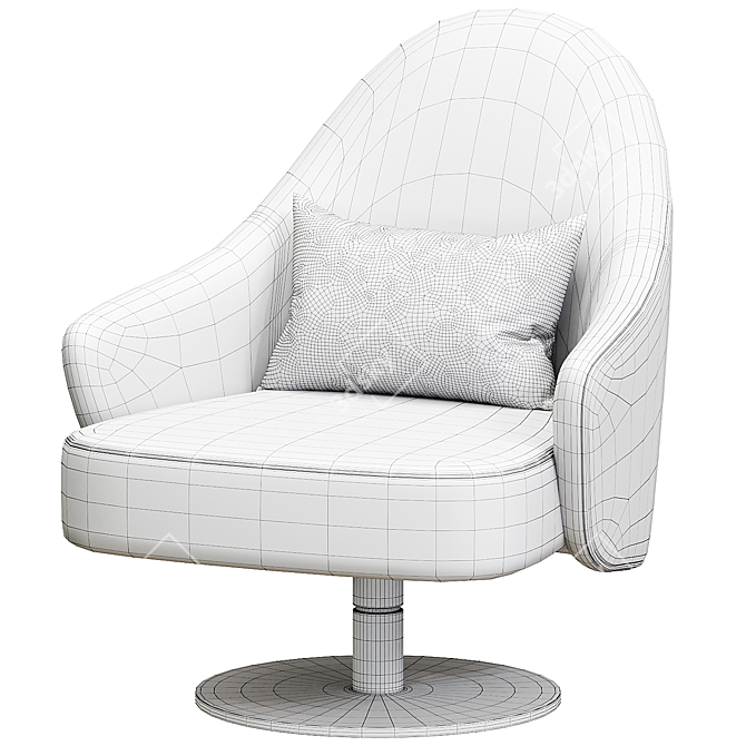 Ludwig Swivel Armchair with Armrests 3D model image 4