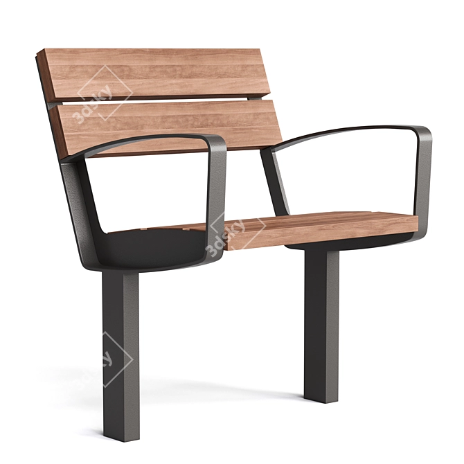 Mmcite Outdoor Park Benches: Intervera LVR156 LVR157 3D model image 2