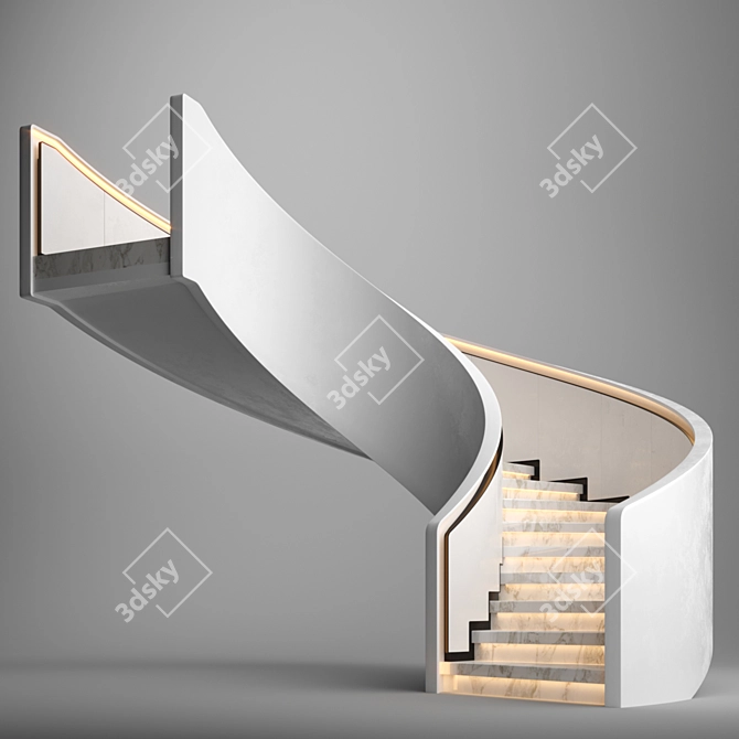 Sleek Gypsum Spiral Staircase 3D model image 2