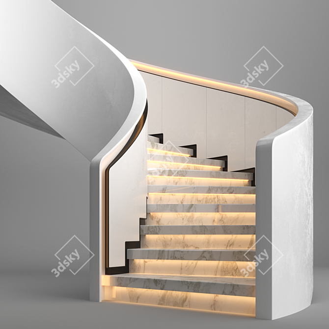 Sleek Gypsum Spiral Staircase 3D model image 3