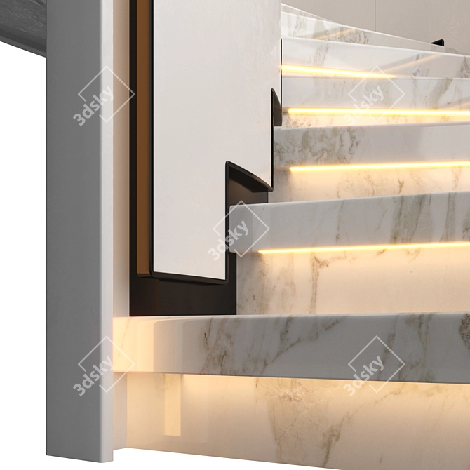 Sleek Gypsum Spiral Staircase 3D model image 4