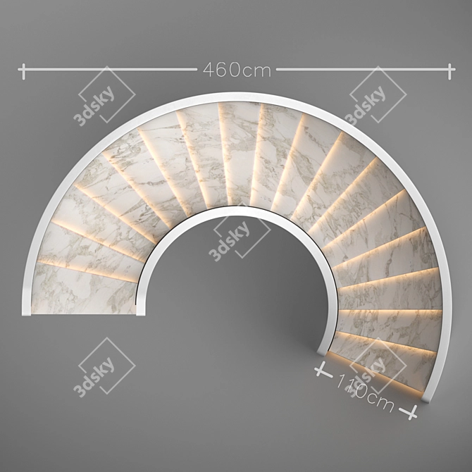 Sleek Gypsum Spiral Staircase 3D model image 5