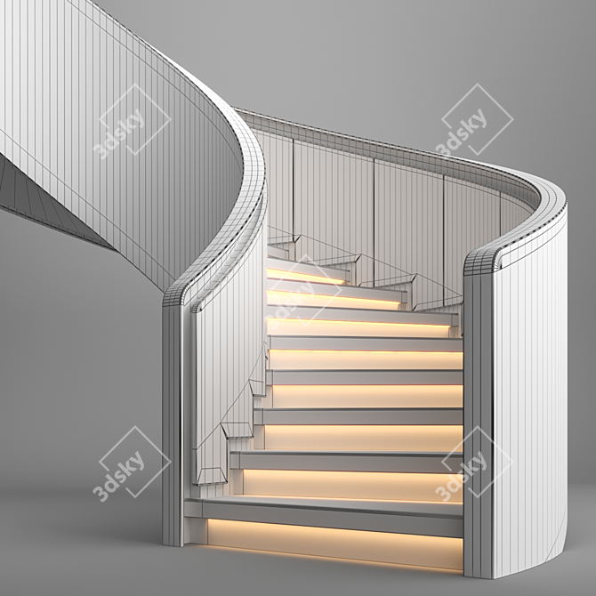 Sleek Gypsum Spiral Staircase 3D model image 6