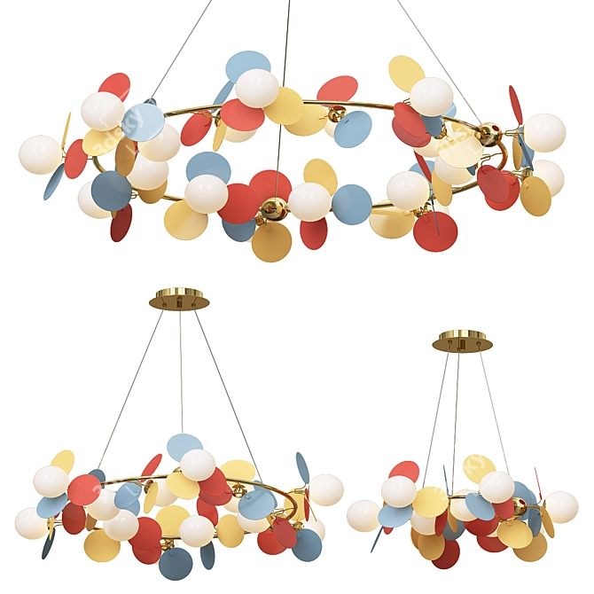 Vibrant Matisse Ring Chandelier 3D model image 1