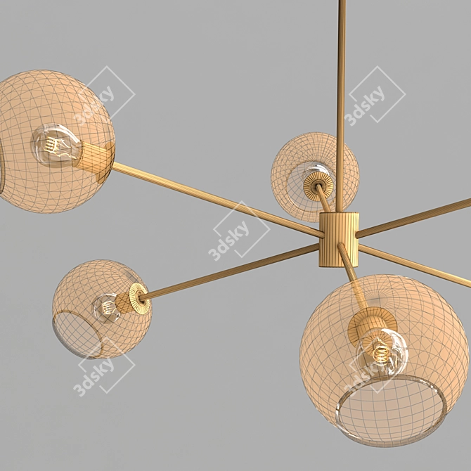 Vintage-inspired Staggered Glass Chandelier 3D model image 2