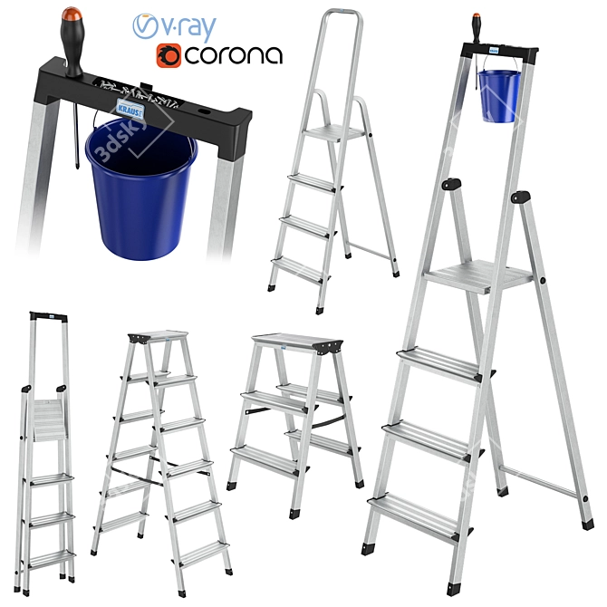 KRAUSE Step Ladders: Solidy, Dopplo & Corda 3D model image 1