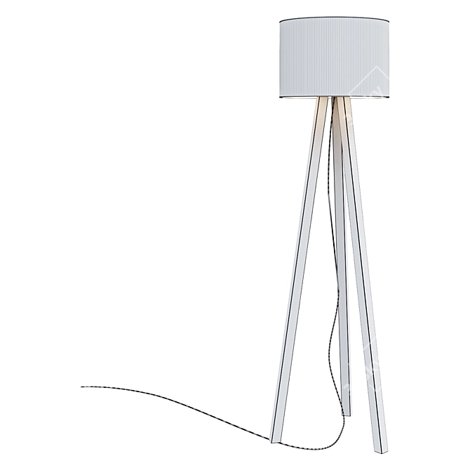 Sleek Wood Tripod Floor Lamp 3D model image 2