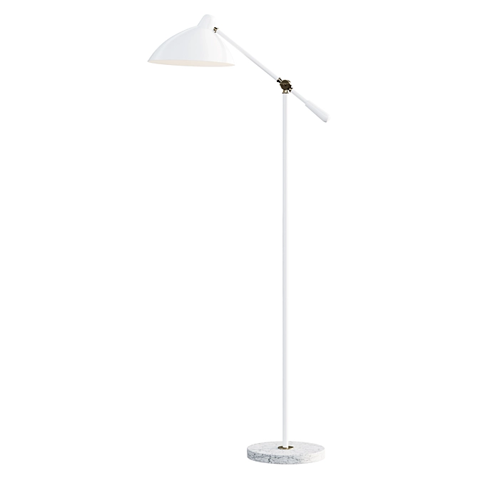 Elegant Mid-Century Marble Floor Lamp 3D model image 1