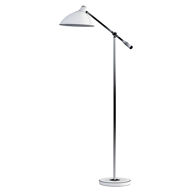 Elegant Mid-Century Marble Floor Lamp 3D model image 2