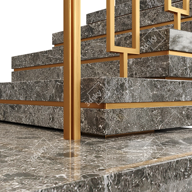 Art Deco Stairs: Modern Metal & Stone 3D model image 3