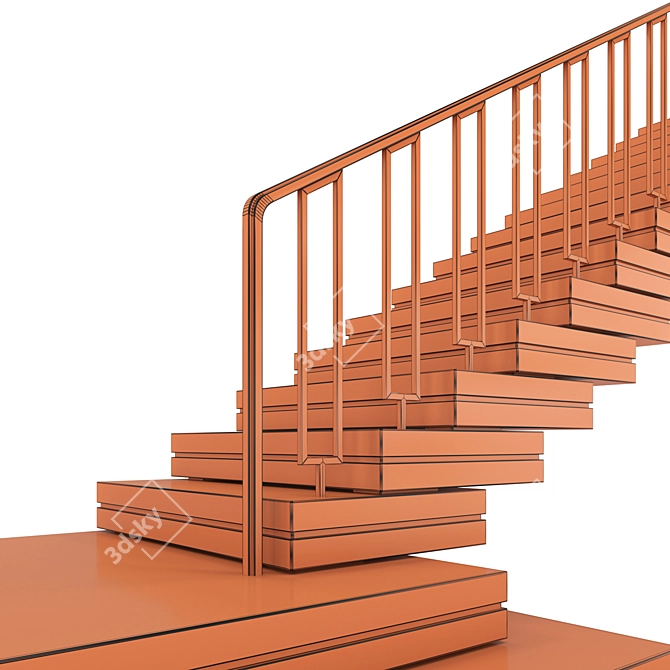 Art Deco Stairs: Modern Metal & Stone 3D model image 4