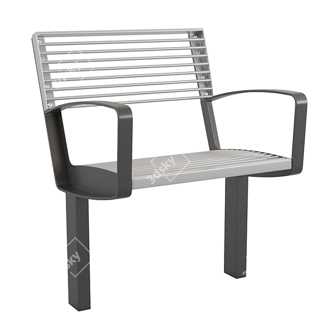 Intervera Outdoor Park Benches - Stylish and Durable 3D model image 2