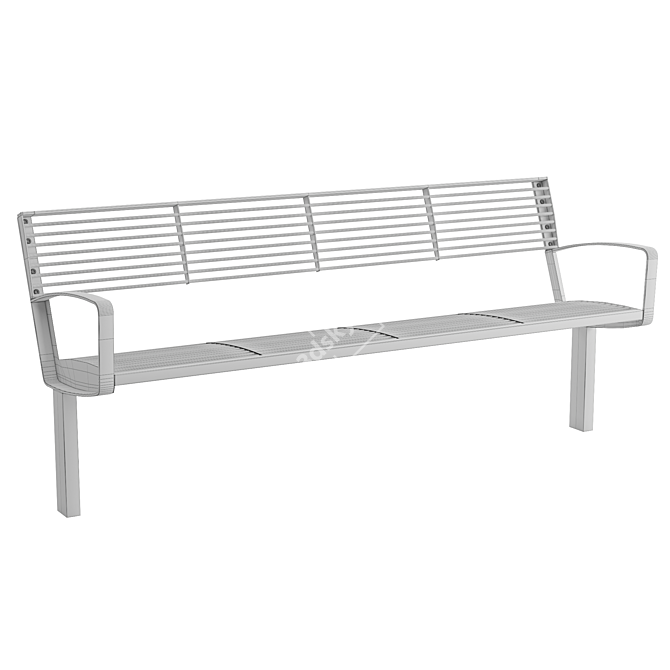 Intervera Outdoor Park Benches - Stylish and Durable 3D model image 6