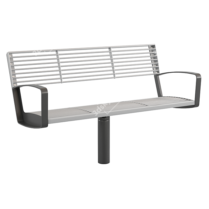 Sleek Steel Outdoor Park Benches 3D model image 1