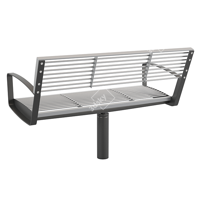 Sleek Steel Outdoor Park Benches 3D model image 3