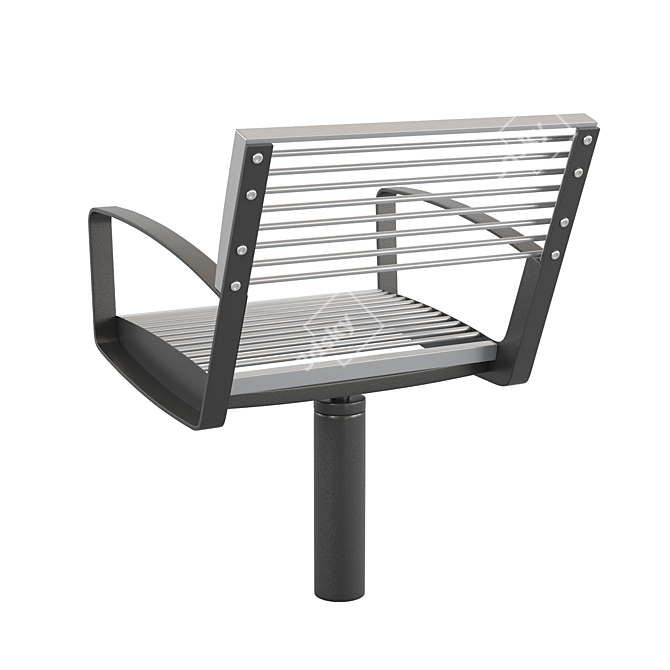 Sleek Steel Outdoor Park Benches 3D model image 4