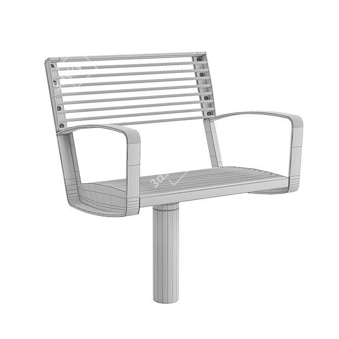 Sleek Steel Outdoor Park Benches 3D model image 6